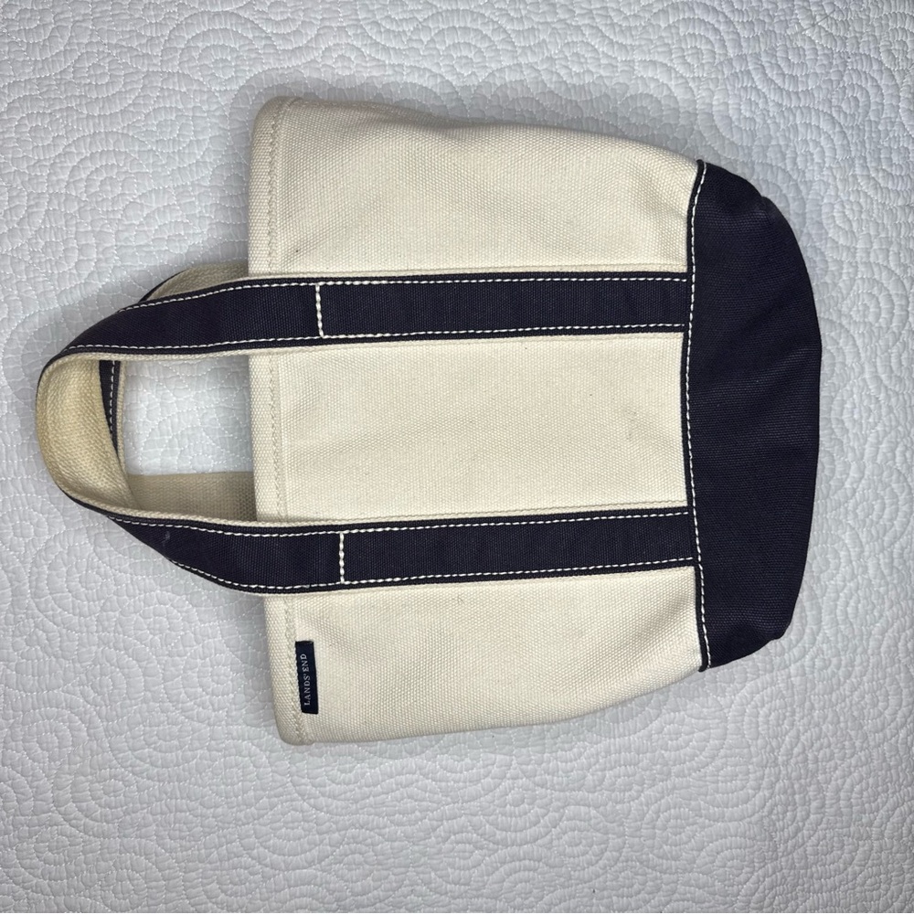 Lands' End Black and Cream Tote Bag